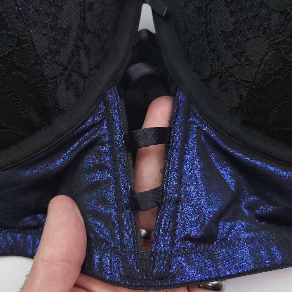 Cacique 46DD Bra Seriously Sexy Lightly Lined Balconette Shimmer Lace Bows NWT - Picture 8 of 13